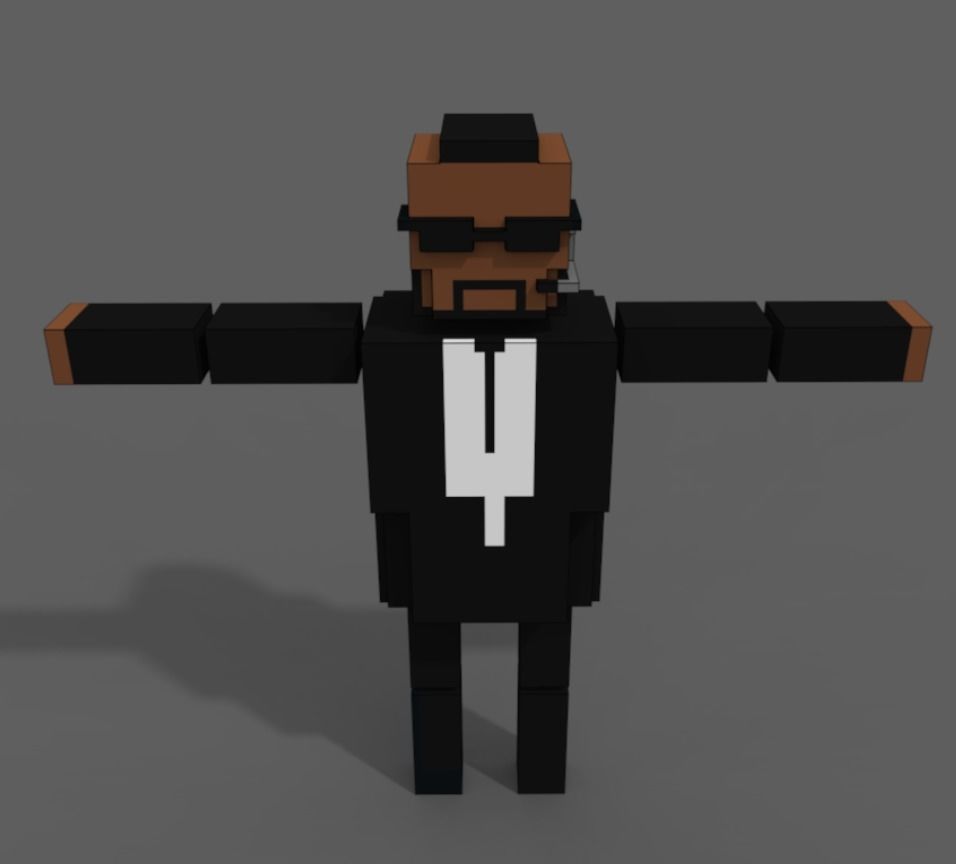 Bodyguard man in suit and tie Low-poly 3D model_3
