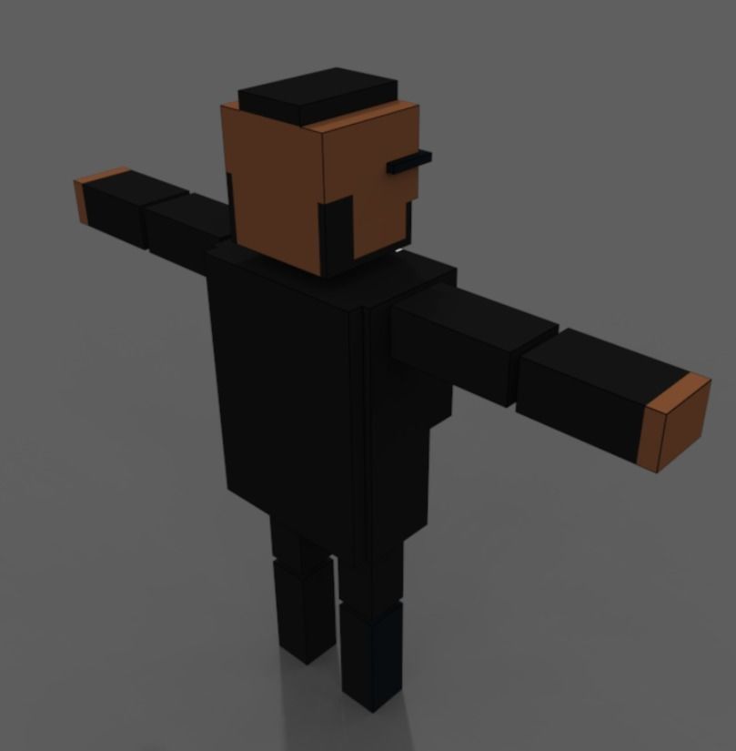 Bodyguard man in suit and tie Low-poly 3D model_2