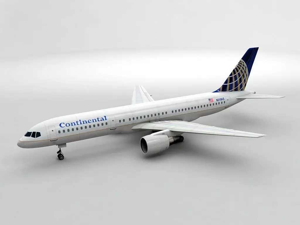 Boeing 757-200 Airliner - Continental Airlines Low-poly 3D model