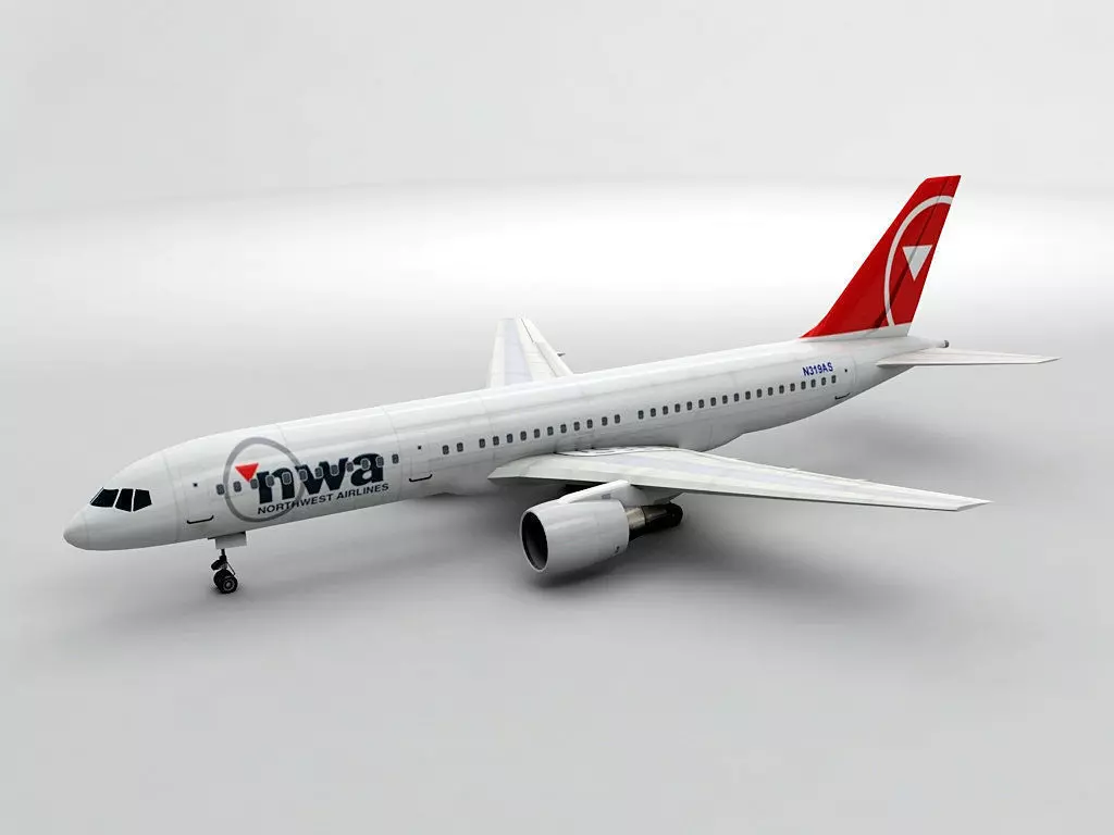 Boeing 757-200 Airliner - NWA Airlines Low-poly 3D model