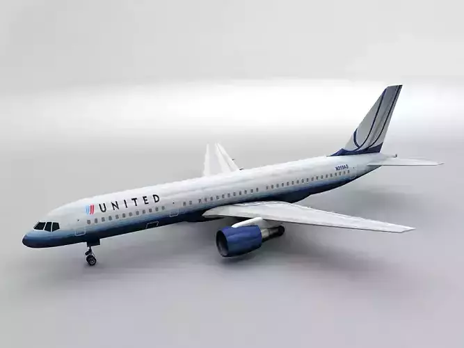Boeing 757-200 Airliner - United Airlines Low-poly 3D model
