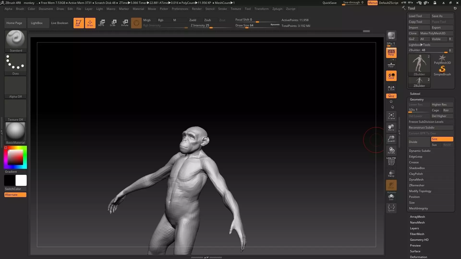 monkey low poly human body Low-poly 3D model_0