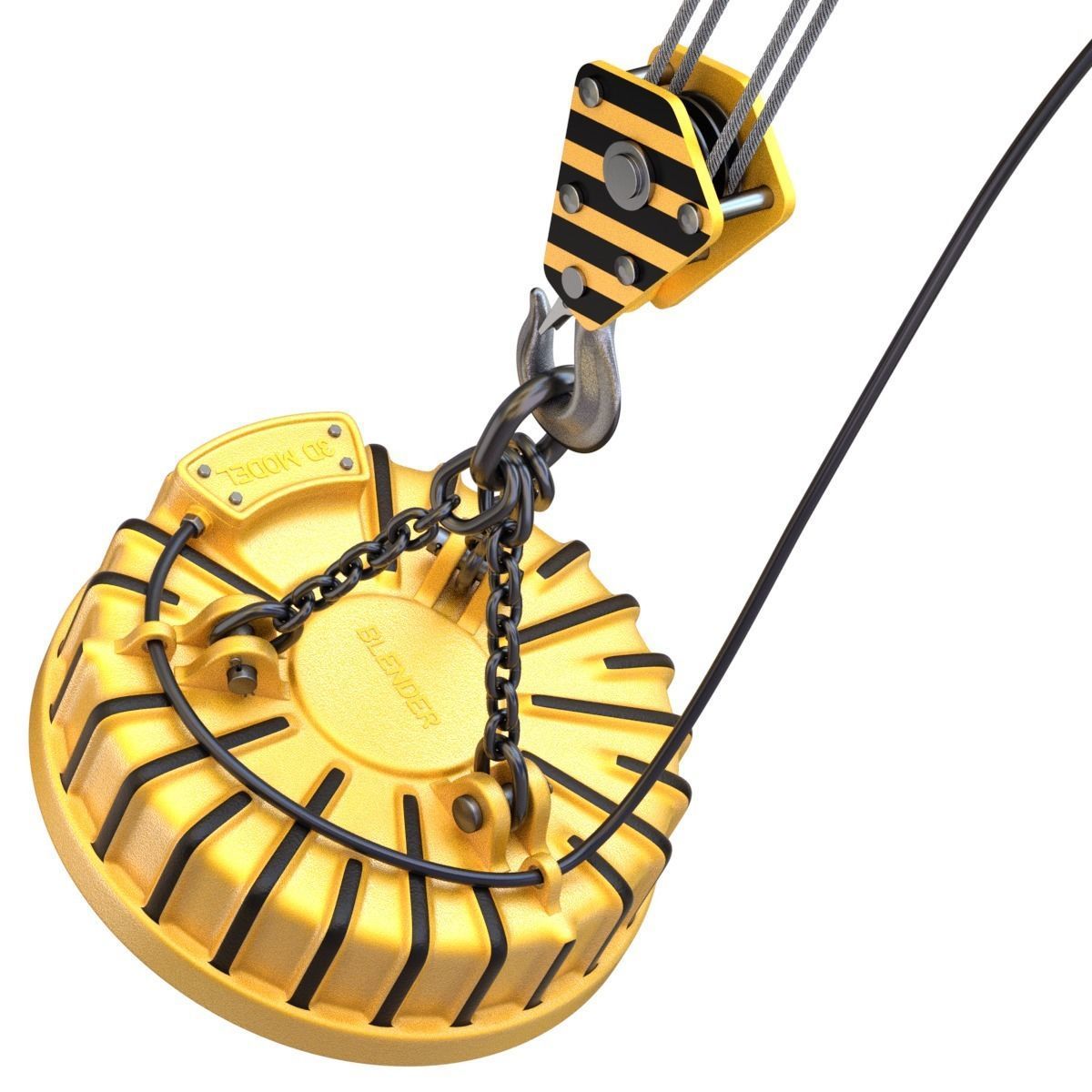 Electromagnetic Lifter with Hook 3D model_2