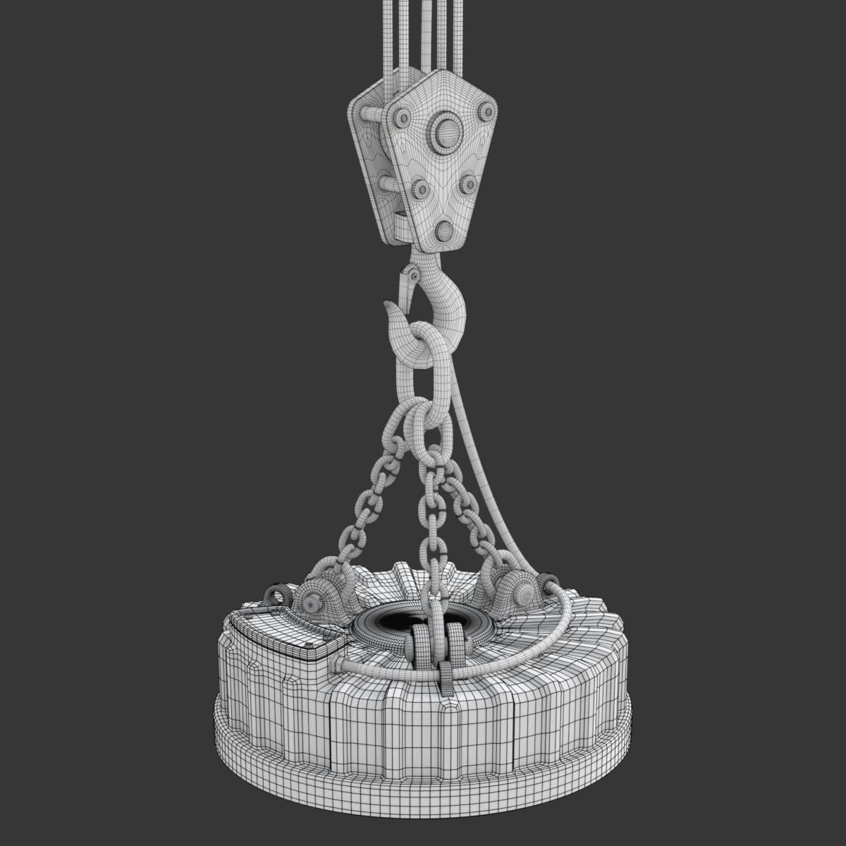 Electromagnetic Lifter with Hook 3D model_21