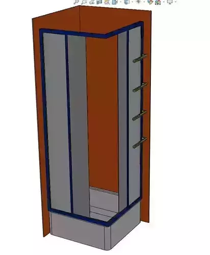 cabine de douche en coin avec ouverture en angle 3D print model