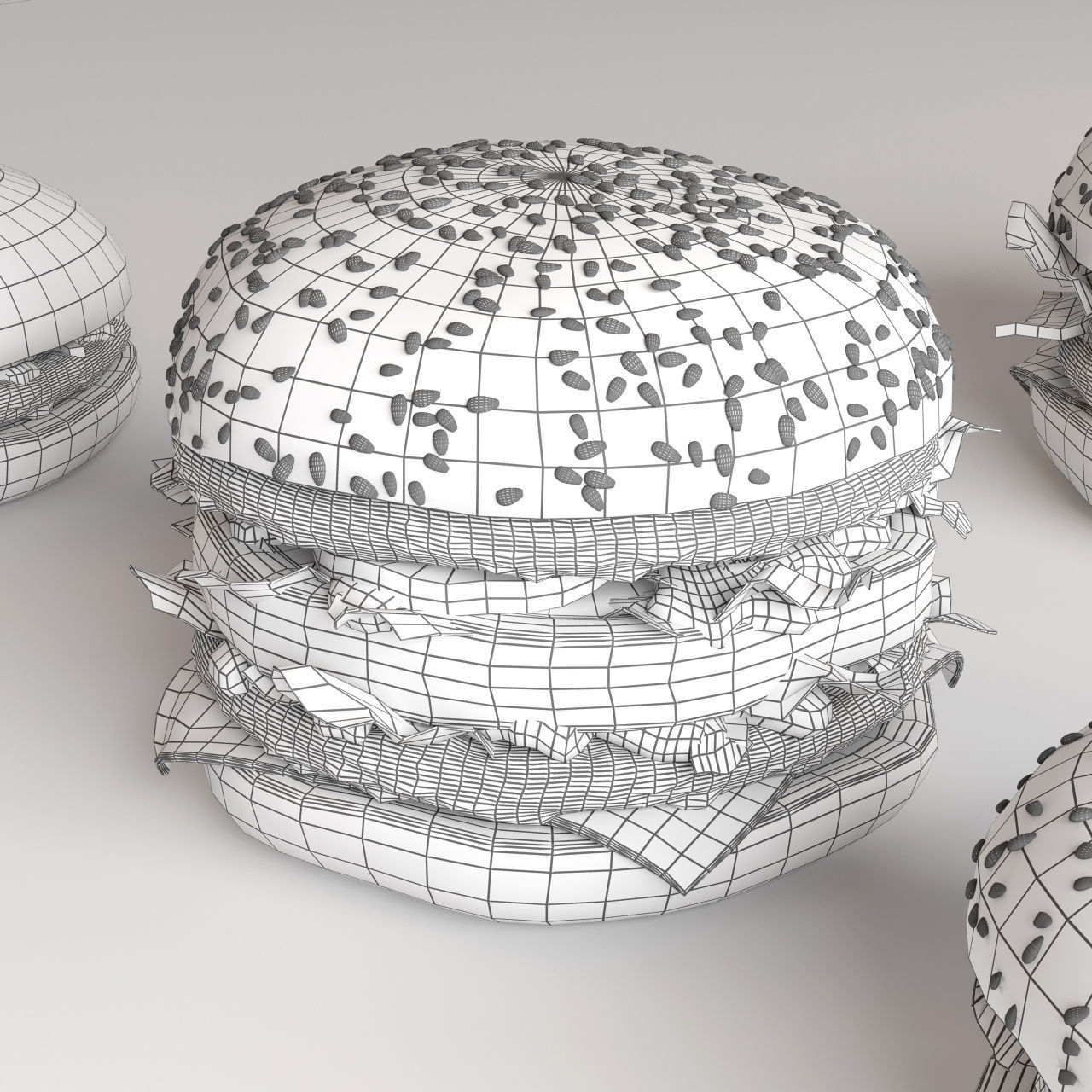 Burgers collection and pizza - FAST FOOD set 1 3D model_9