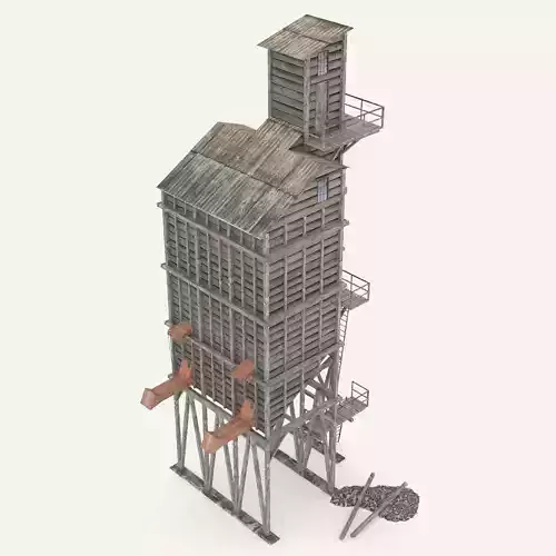Old coal wooden tipple 3D model