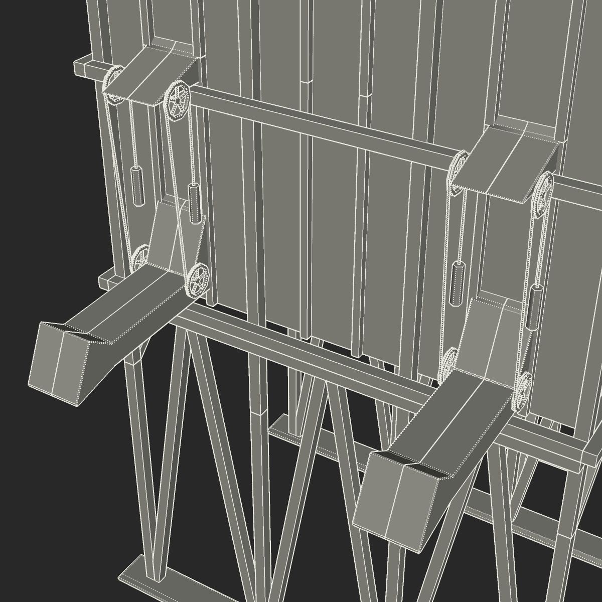 Old coal wooden tipple 3D model_17
