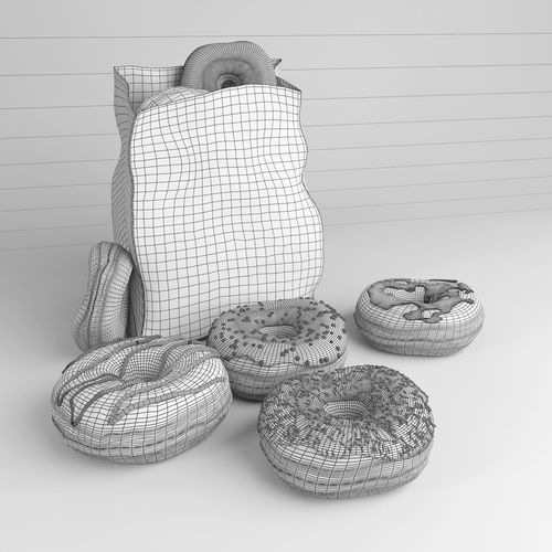 Donuts collections and Milkshake - FOOD set 2  3D model 5