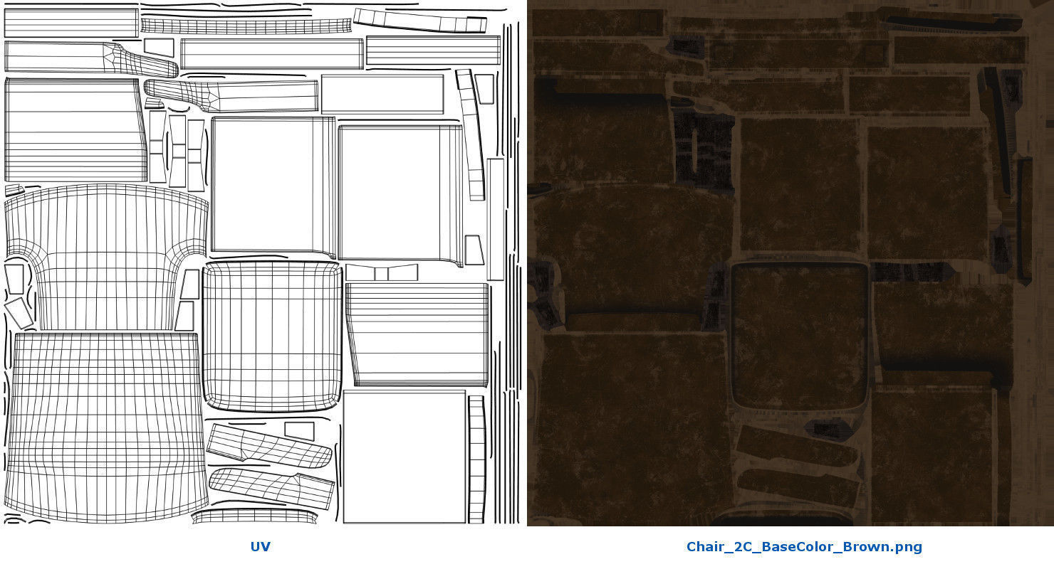 Chair 2C Low-poly 3D model_12