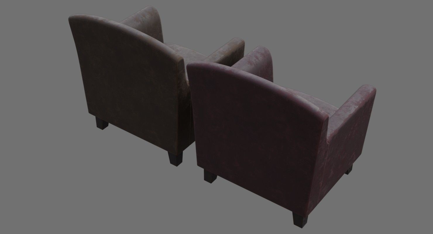 Chair 2C Low-poly 3D model_2