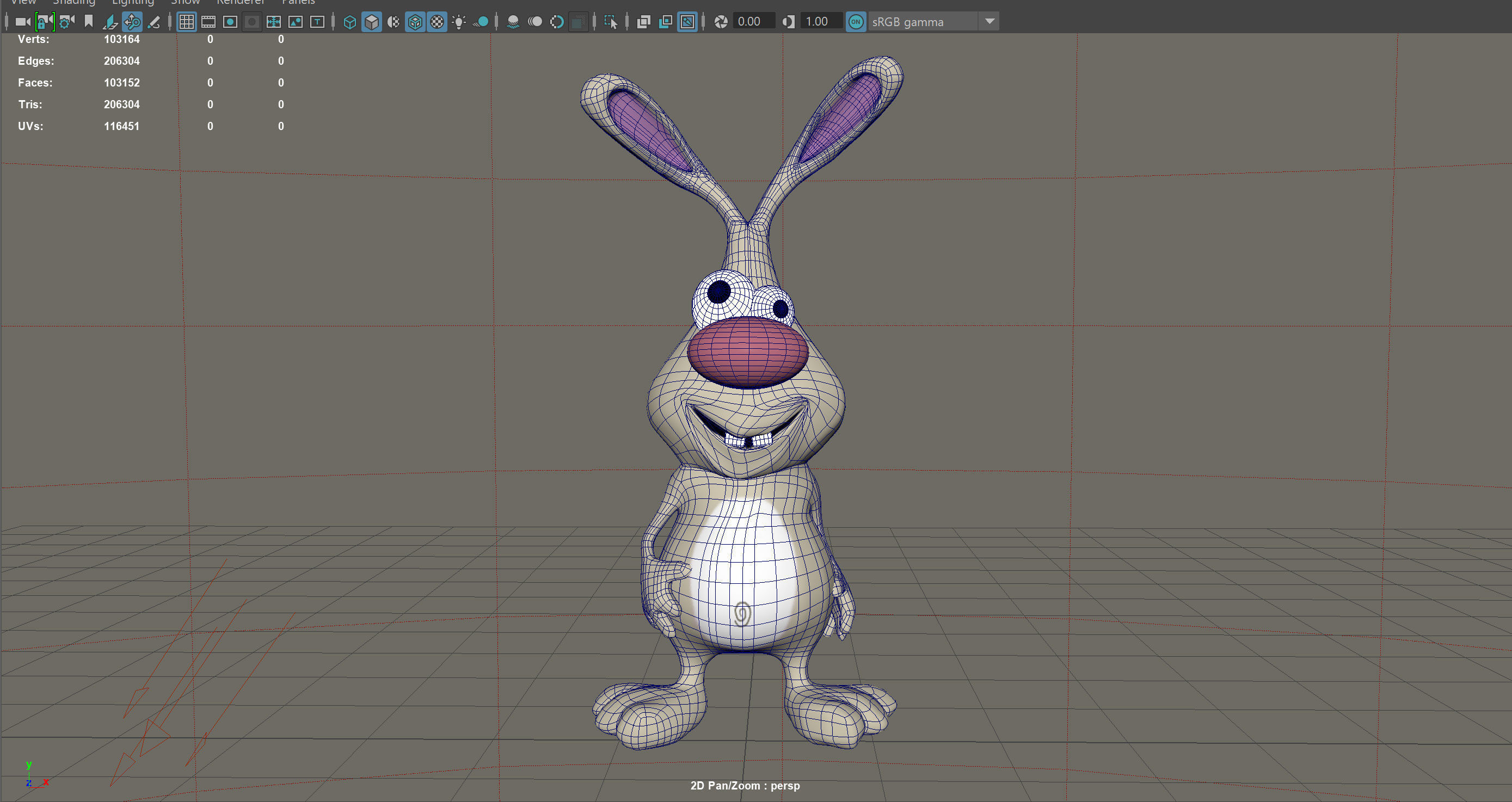 Easter Collection cartoon bunny with nose Low-poly 3D model_15