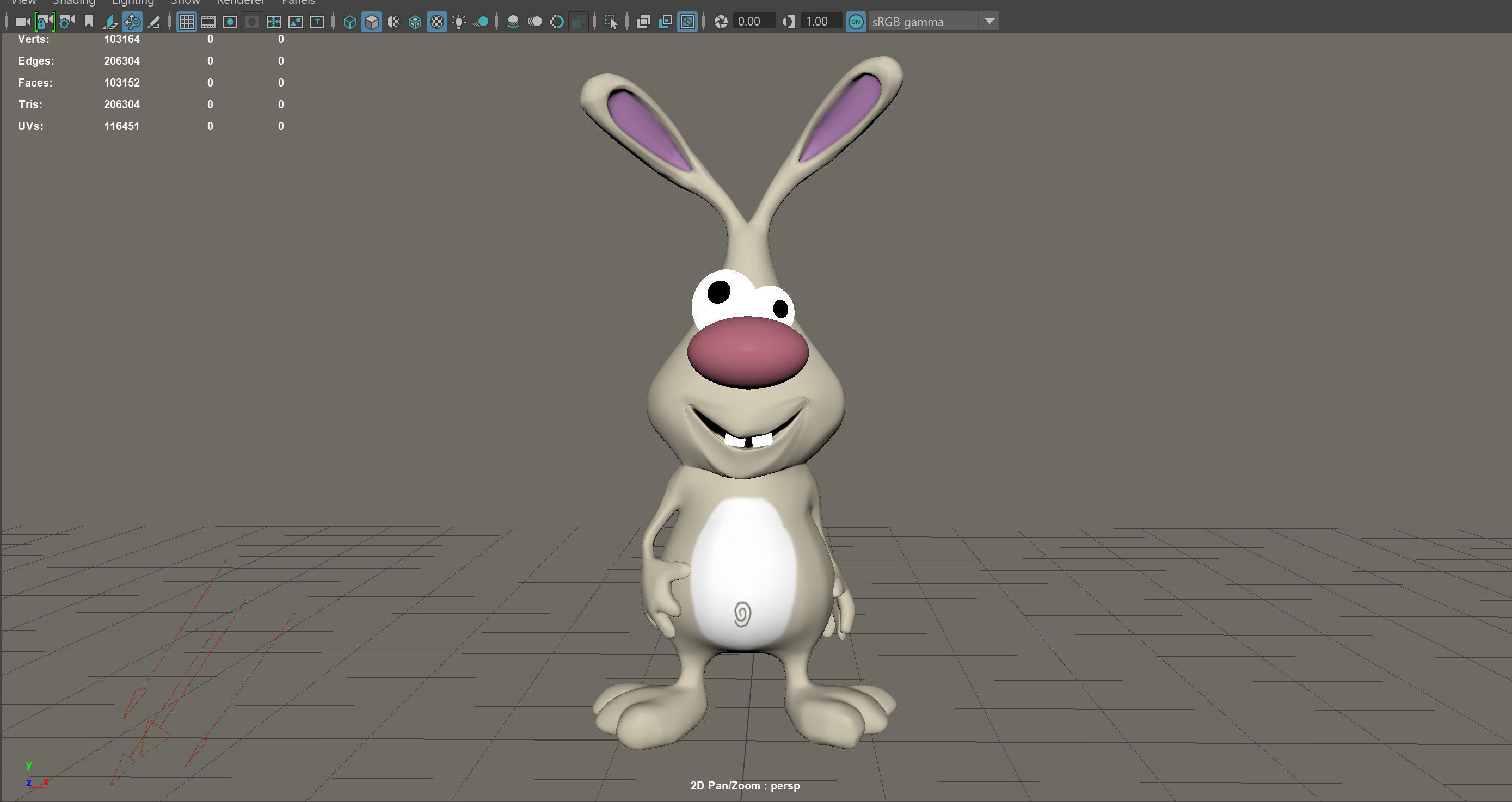 Easter Collection cartoon bunny with nose Low-poly 3D model_17