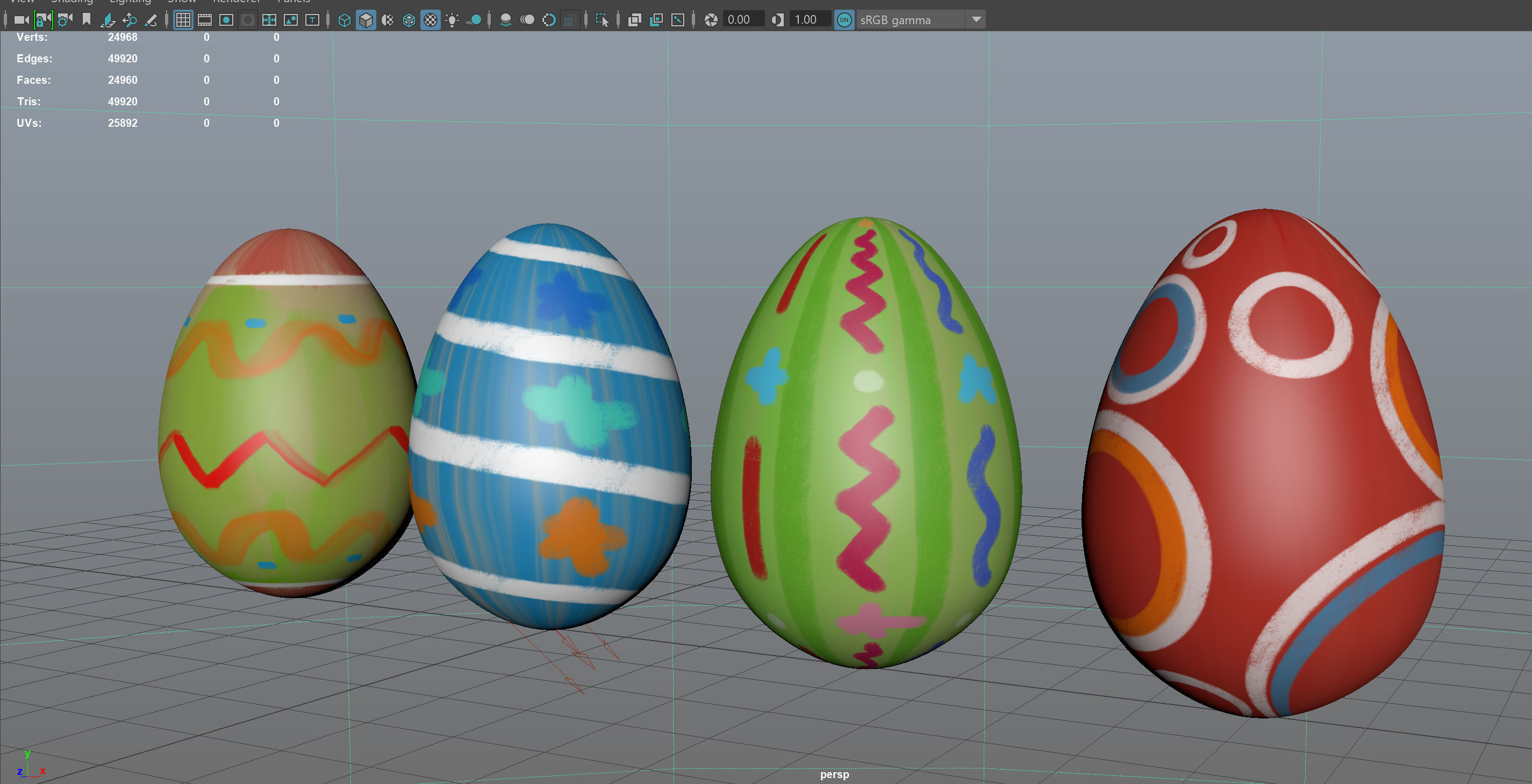 Easter Collection cartoon bunny with nose Low-poly 3D model_7