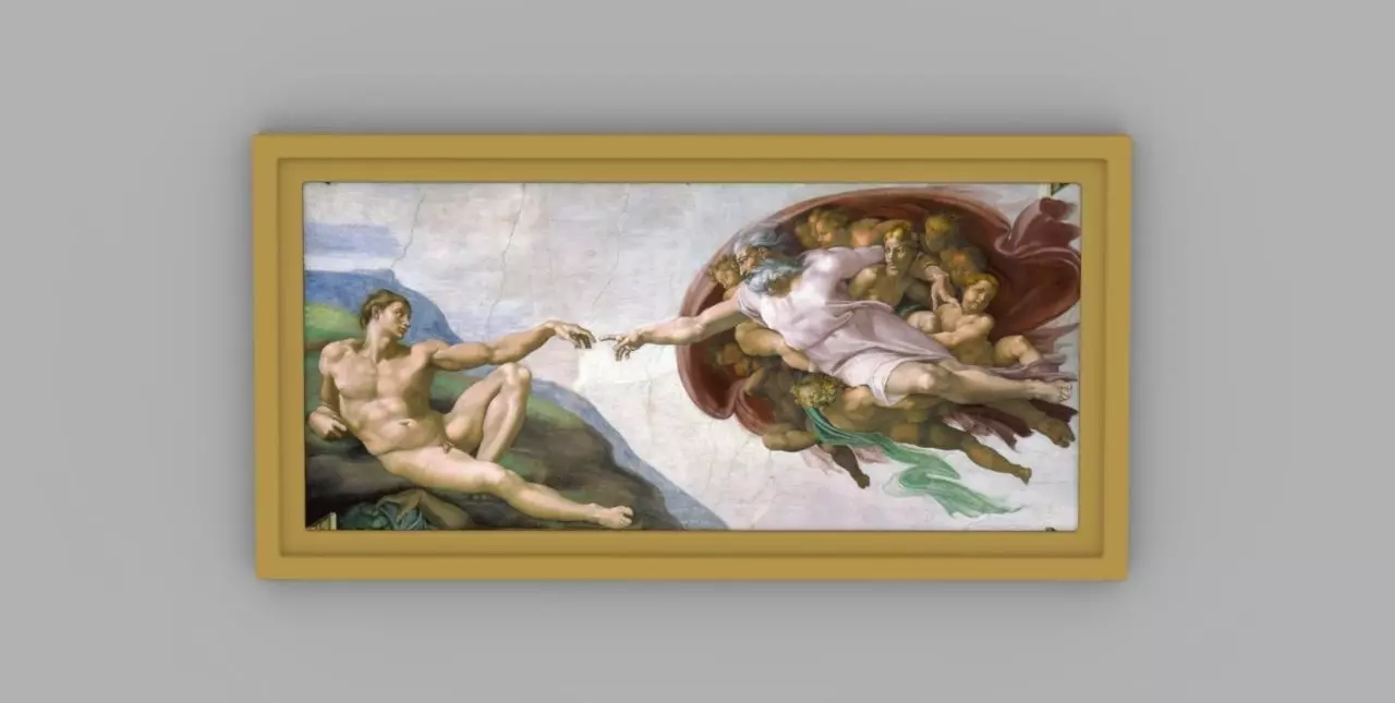 Creation of Adam painting by Michelangelo for 3D printing 3D print model