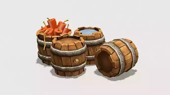 Low Poly Barrel Pack