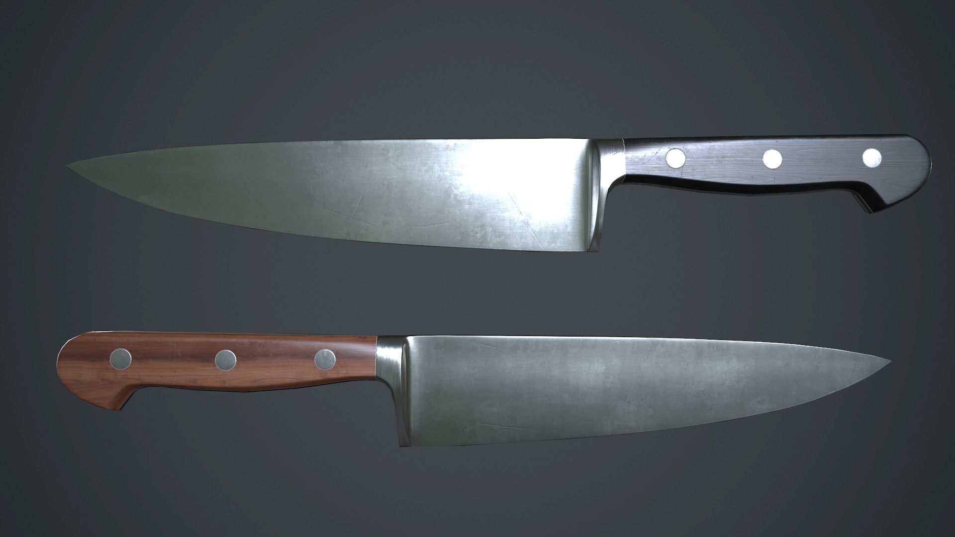 Kitchen Chef Knife PBR Game Ready Low-poly 3D model_1