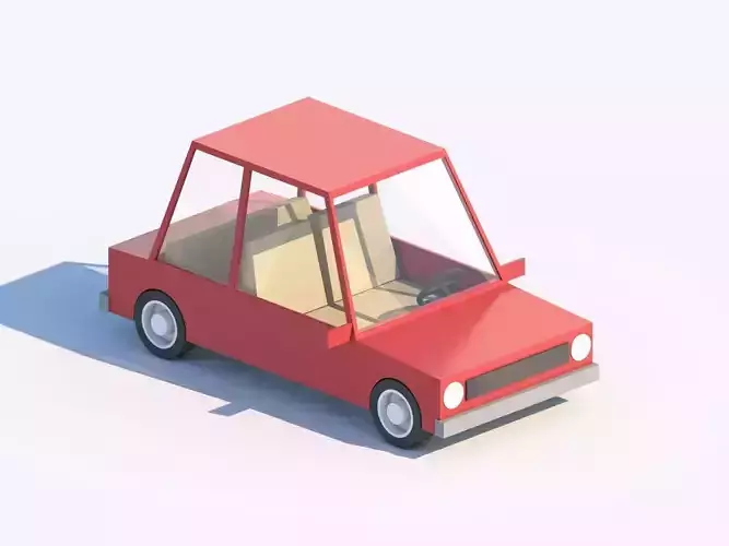 Cartoon Low Poly Car Sedan