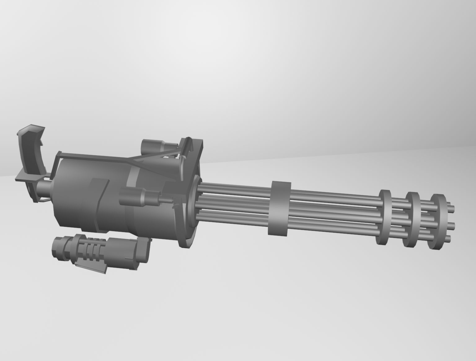 Minigun Low Poly grenade launcher Low-poly 3D model_2
