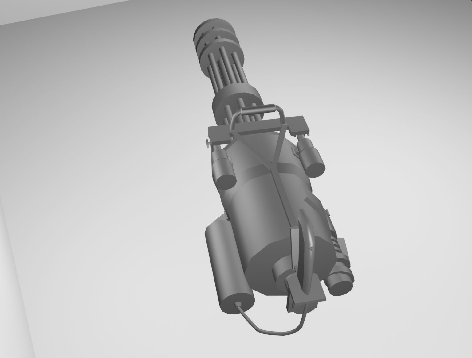 Minigun Low Poly grenade launcher Low-poly 3D model_1