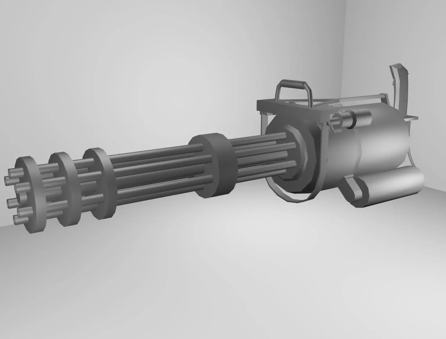 Minigun Low Poly grenade launcher Low-poly 3D model_0