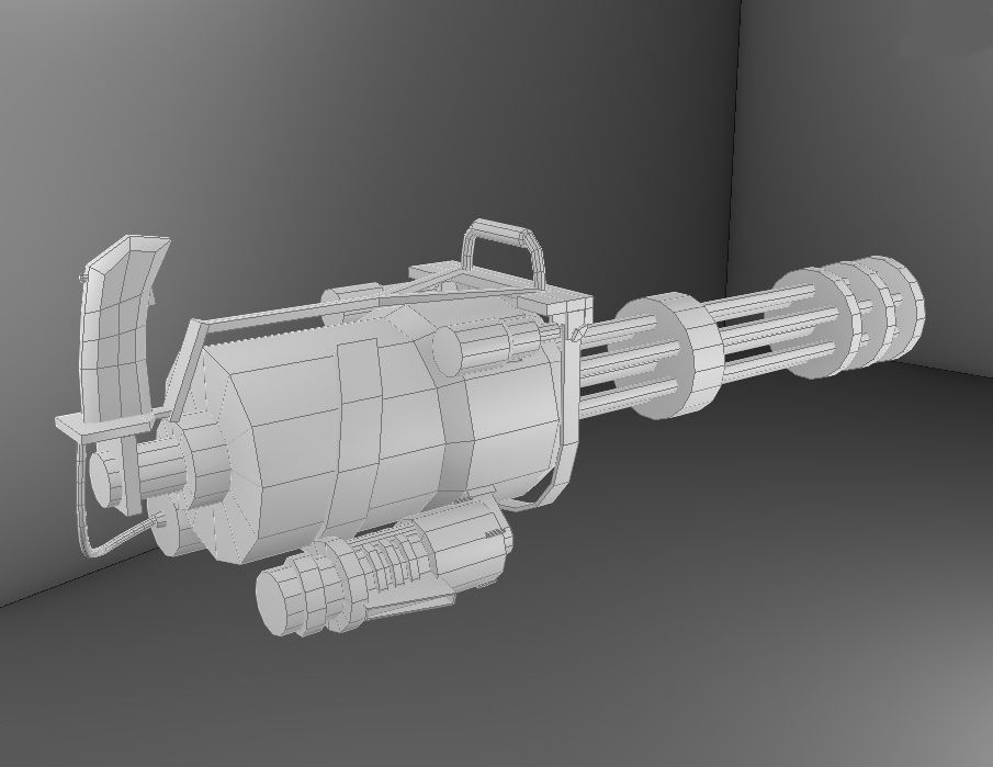Minigun Low Poly grenade launcher Low-poly 3D model_4