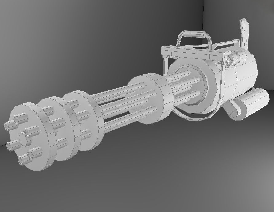 Minigun Low Poly grenade launcher Low-poly 3D model_3