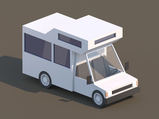 Cartoon Low Poly Car Motorhome Low-poly 3D model