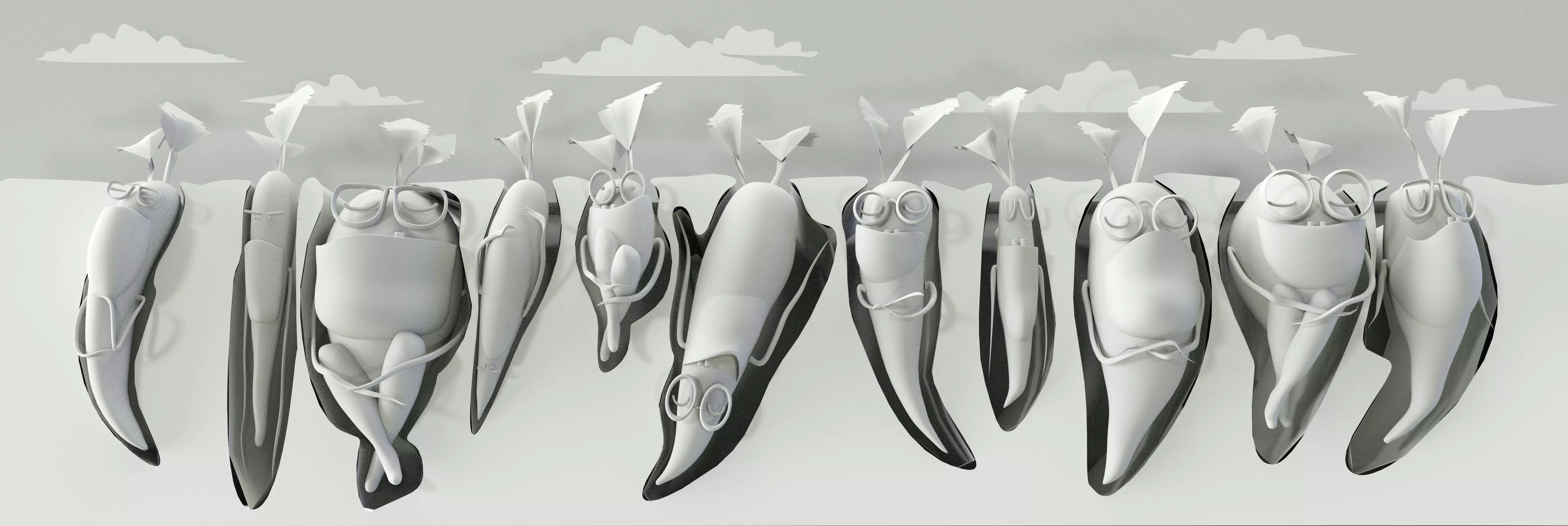 CARROTS set of fish sculptures 3D model