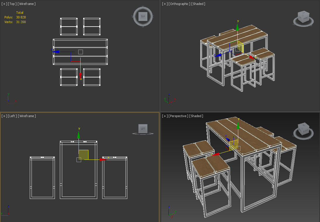 Bar furniture set Low-poly 3D model_2