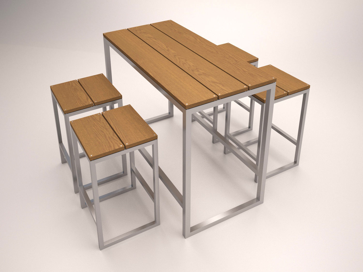 Bar furniture set Low-poly 3D model_1