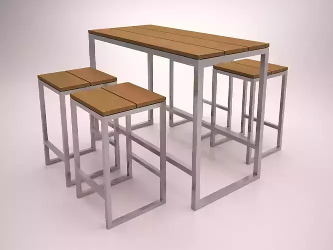 Bar furniture set Low-poly 3D model