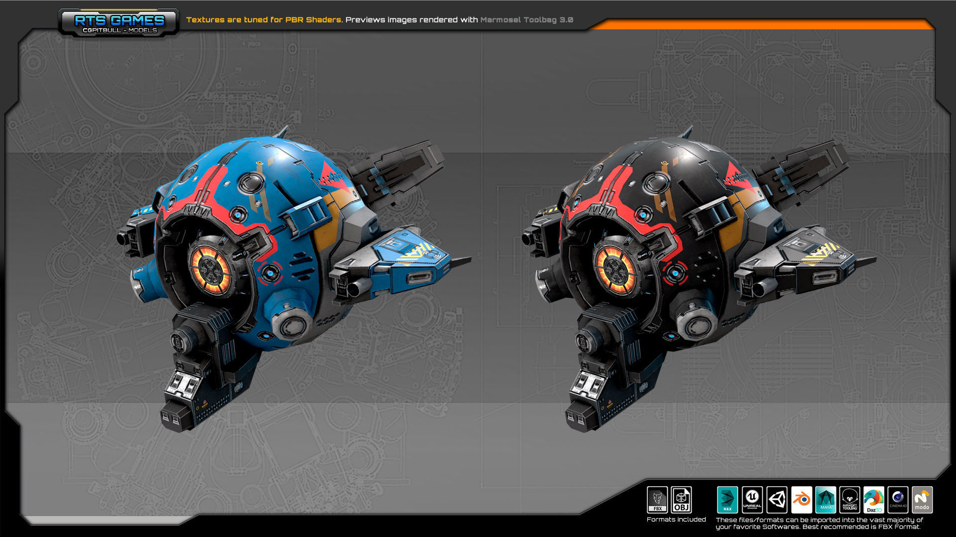 SF Light Drone ZR7 Low-poly 3D model_3