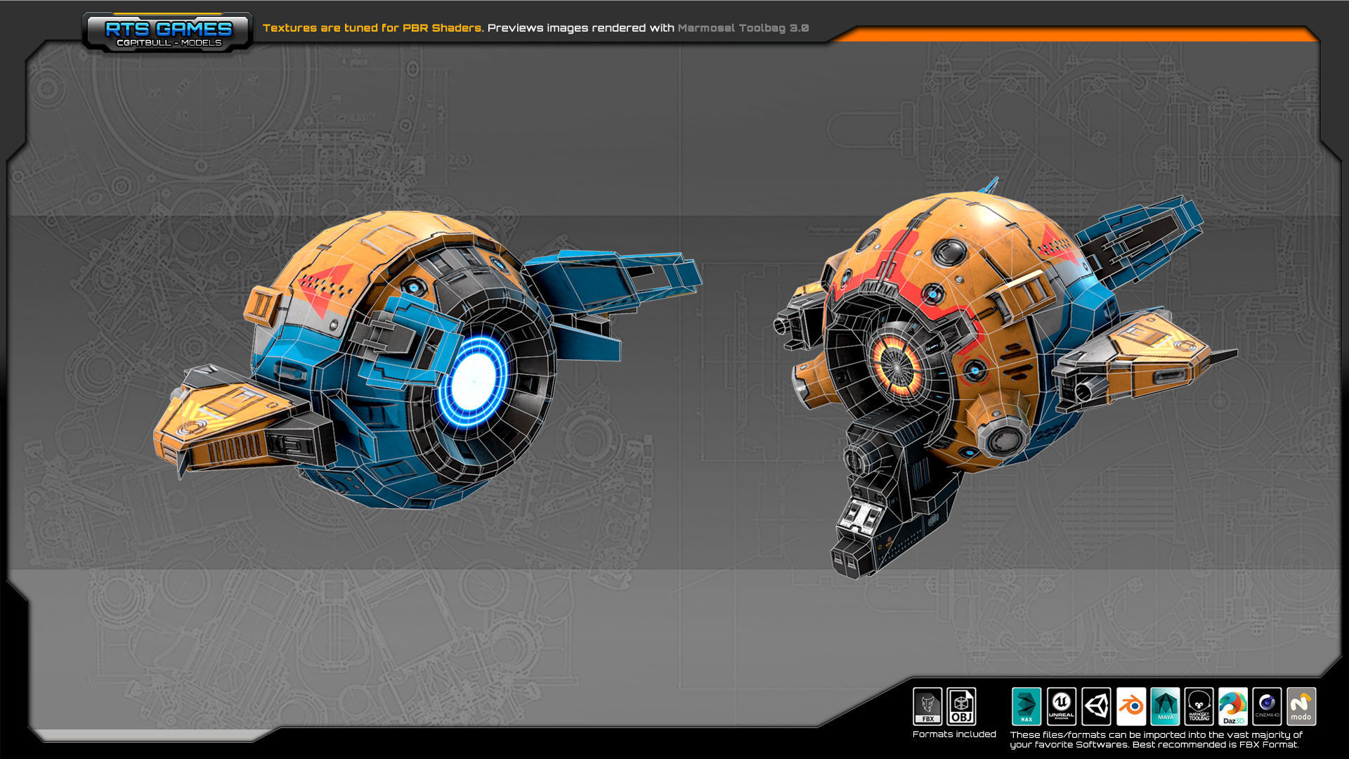 SF Light Drone ZR7 Low-poly 3D model_6