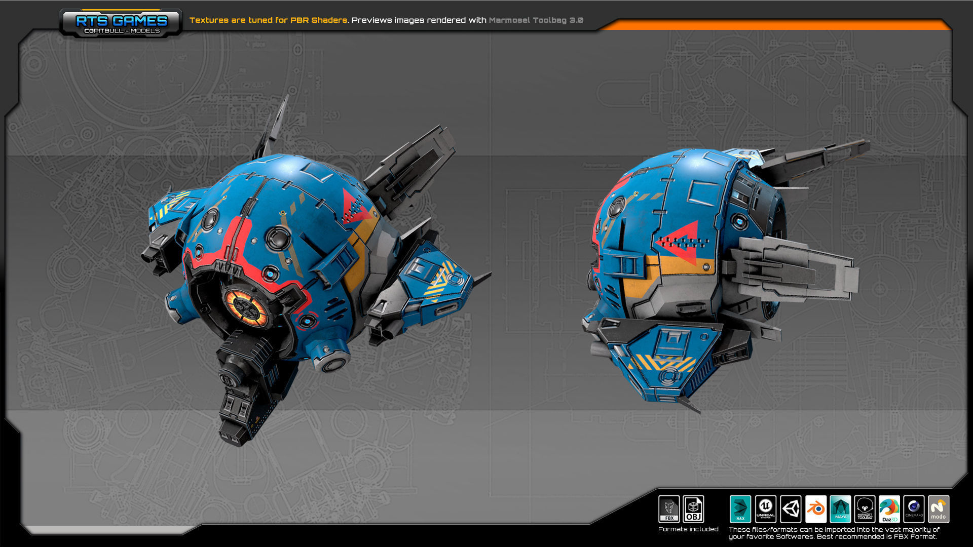 SF Light Drone ZR7 Low-poly 3D model_4