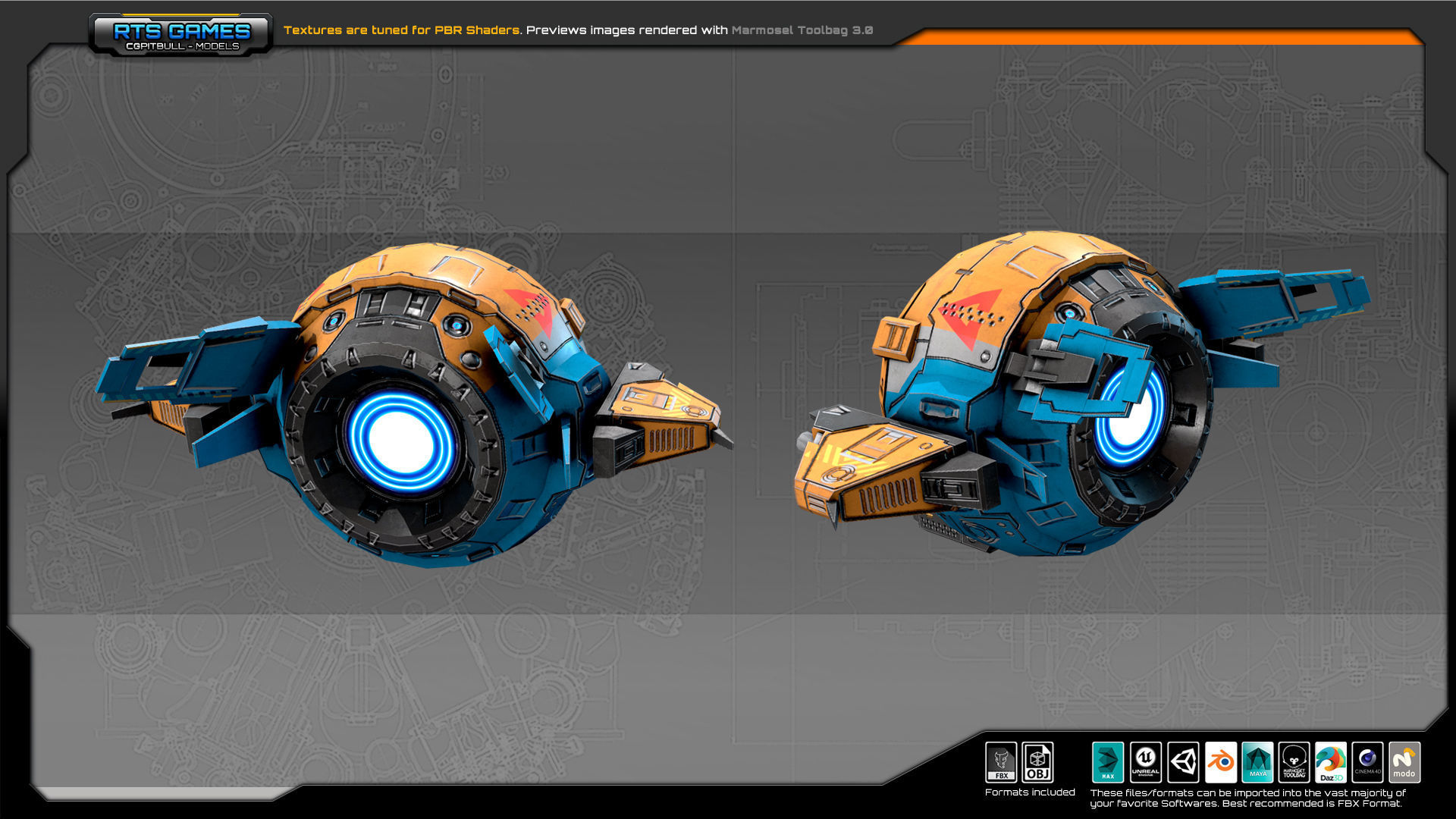 SF Light Drone ZR7 Low-poly 3D model_5