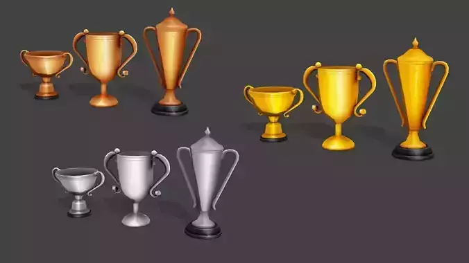 Low Poly Trophy Pack  Low-poly 3D model