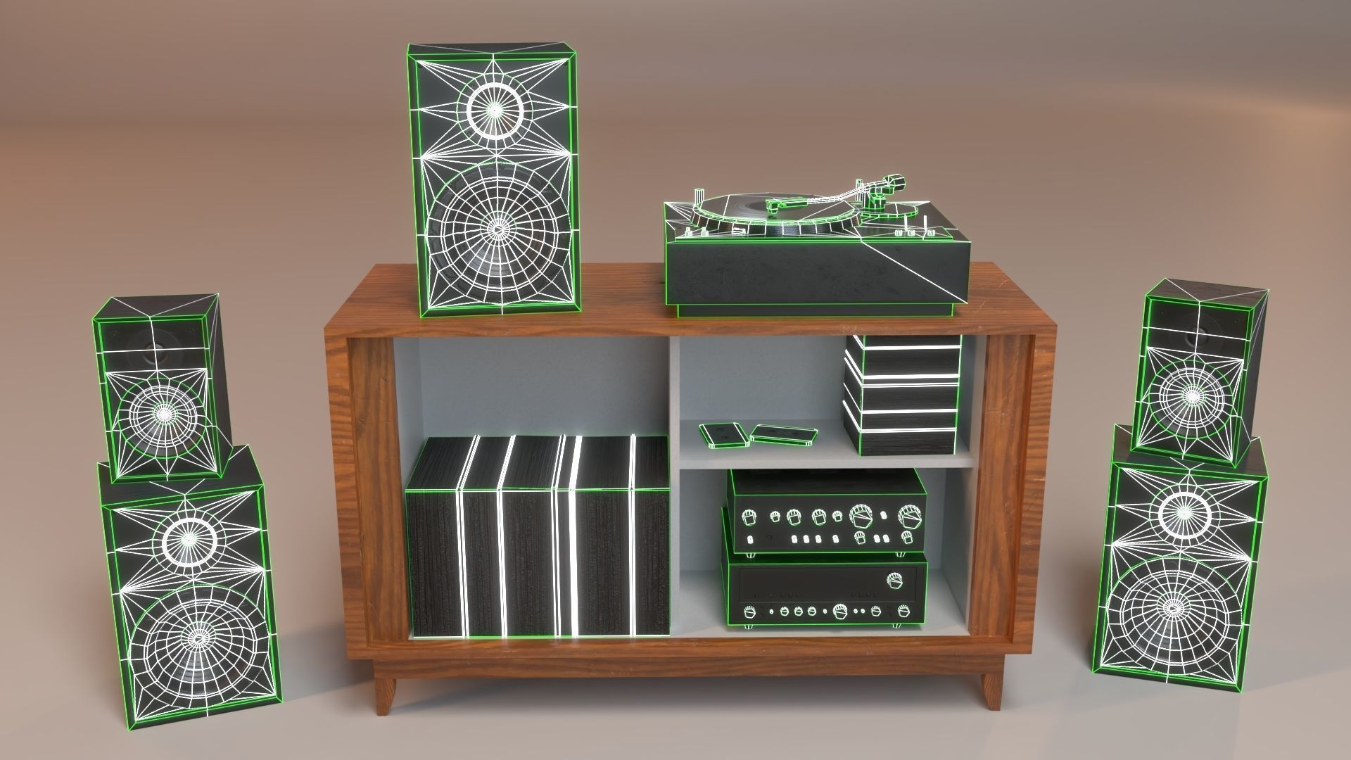 PBR Audio Equipment Low-poly 3D model_9