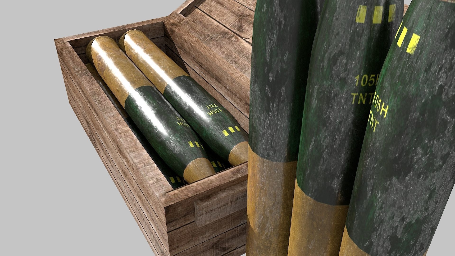 105mm Ammunition pack Low-poly 3D model_5