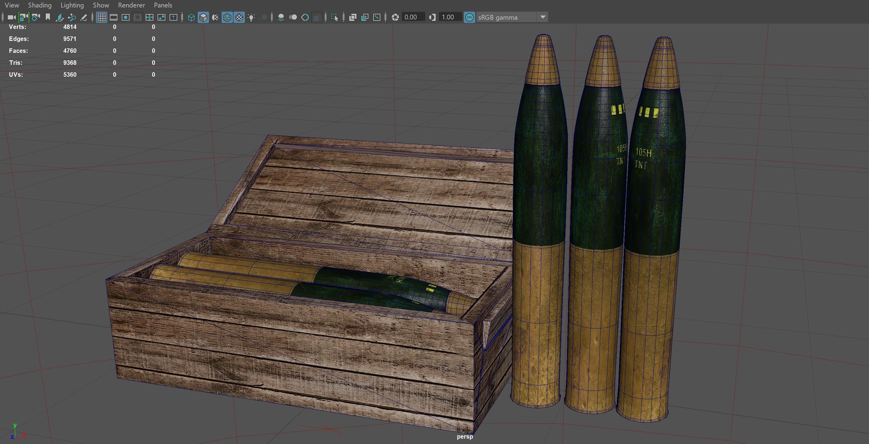 105mm Ammunition pack Low-poly 3D model_7
