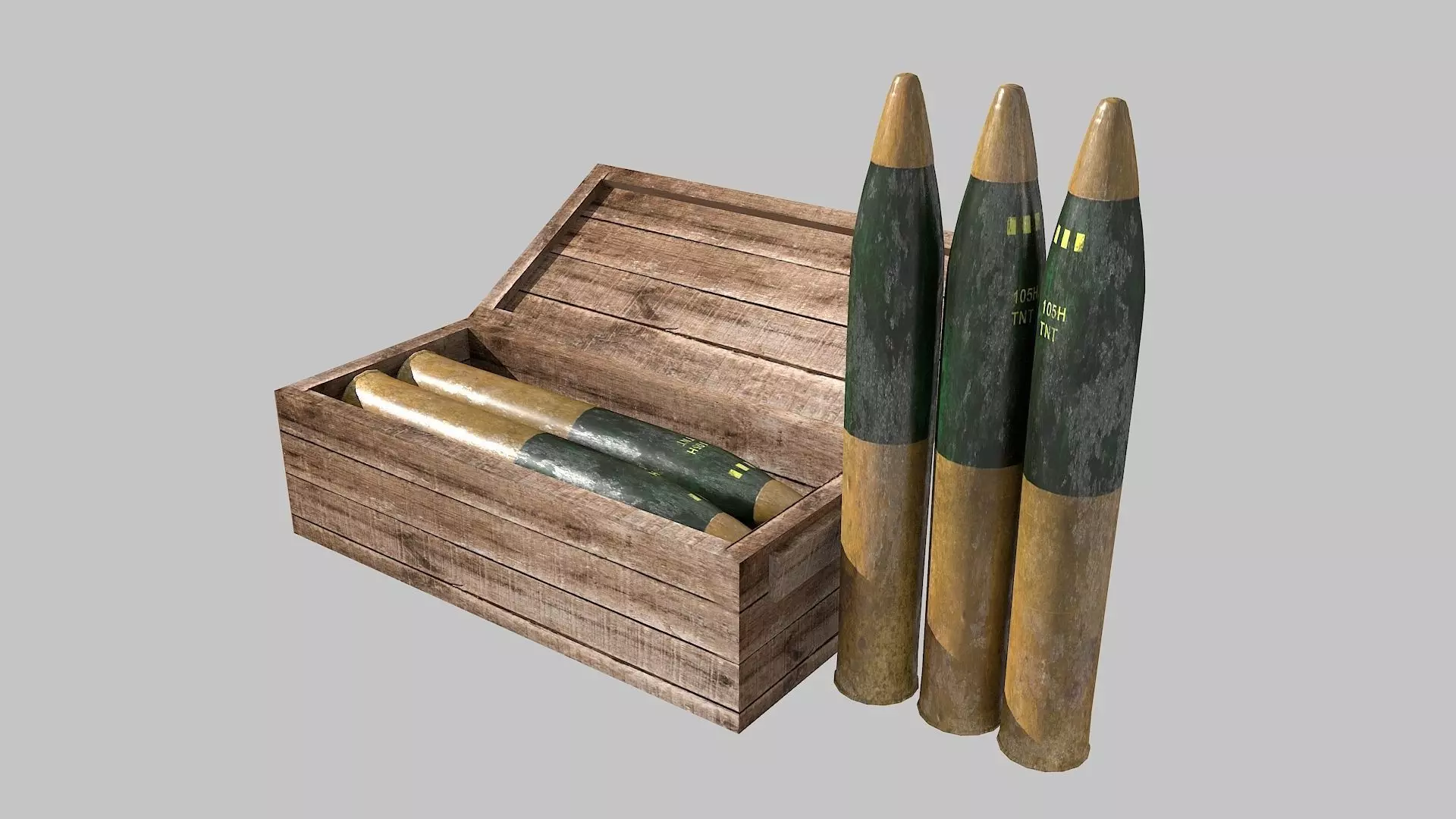 105mm Ammunition pack Low-poly 3D model_0
