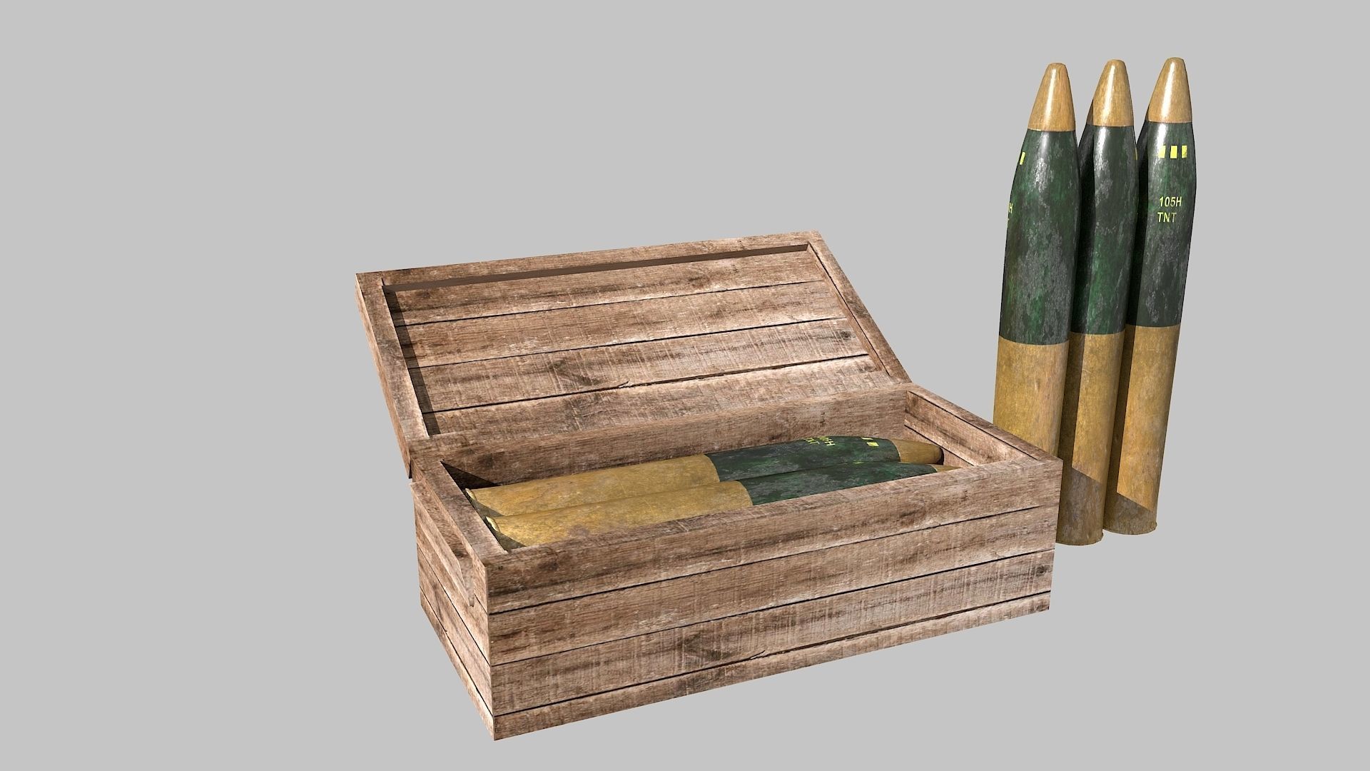 105mm Ammunition pack Low-poly 3D model_3