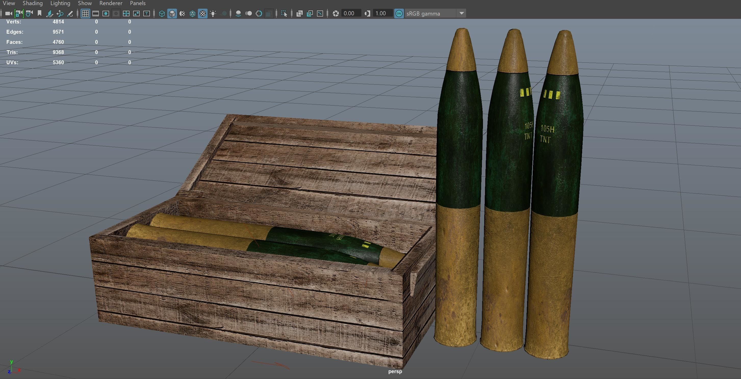 105mm Ammunition pack Low-poly 3D model_6