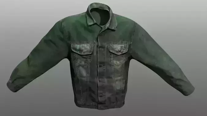 Jeans Jacket Closed Low-poly 3D model