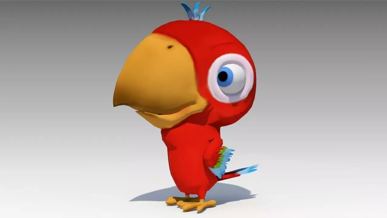 Parrot Toon Animated Low-poly 3D model_0