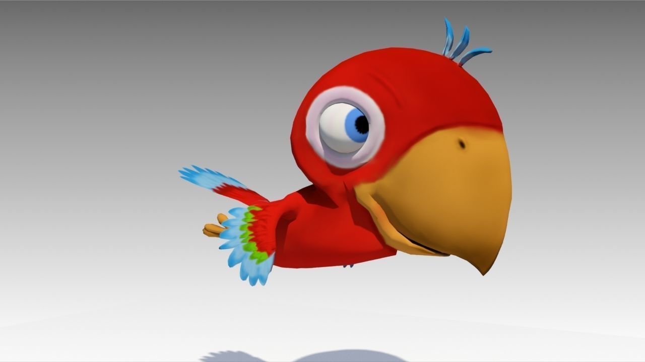Parrot Toon Animated Low-poly 3D model_2
