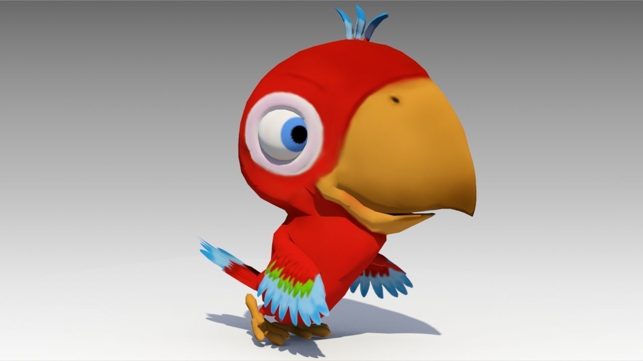 Parrot Toon Animated Low-poly 3D model_3
