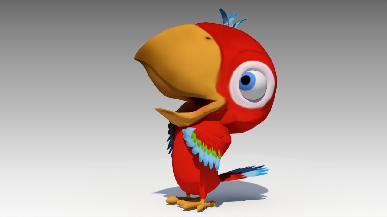 Parrot Toon Animated Low-poly 3D model_4