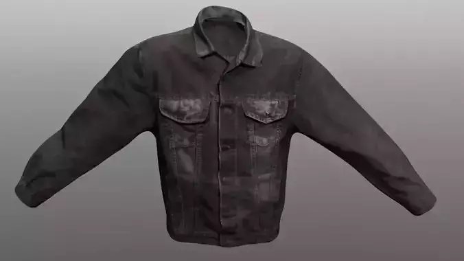 Jeans Jacket Closed Low-poly 3D model