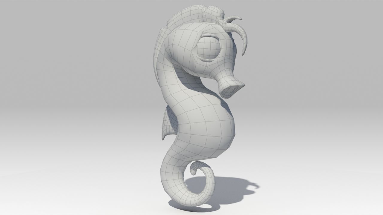 Seahorse Toon Animated Low-poly 3D model_2